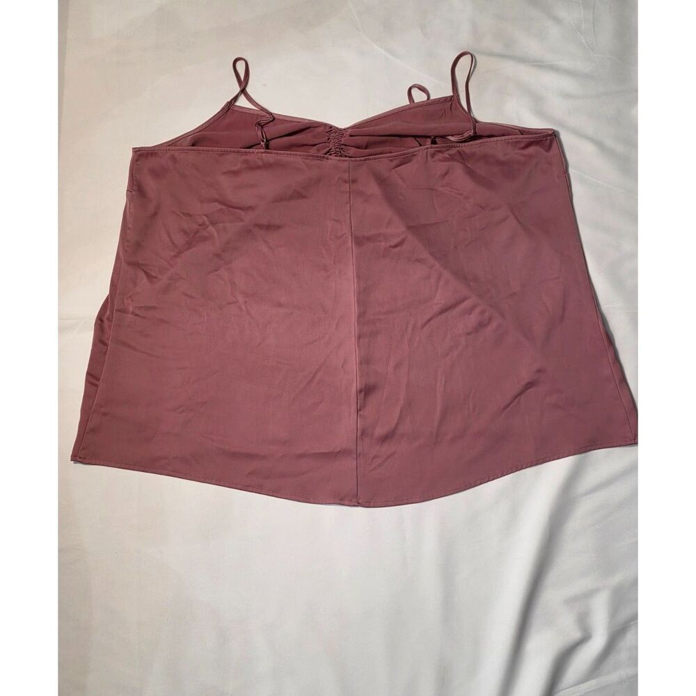 Lane Bryant Women's Size 26 Mauve Pink Satin Ruched V-Neck Cami Tank Top